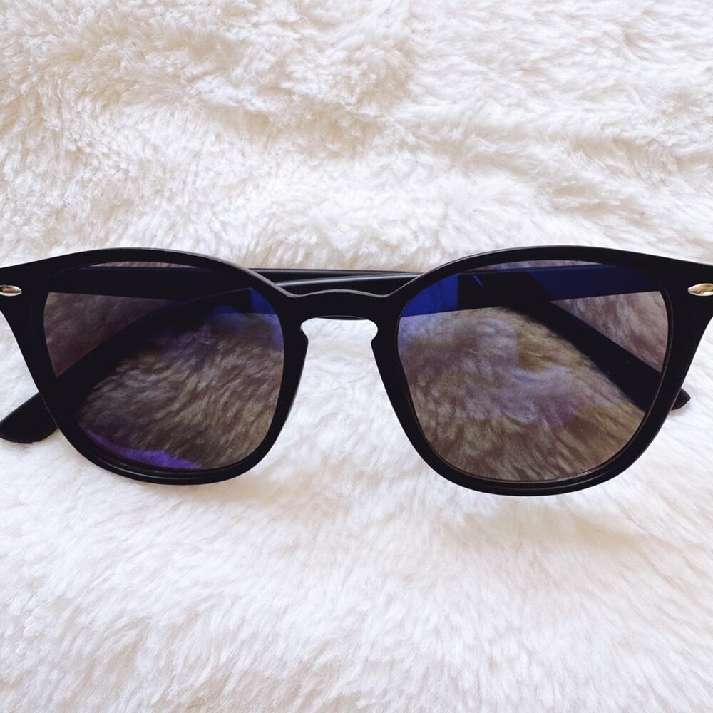 Maura Blue Oversized Oval Horn Rims Sunglasses